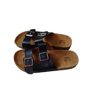 Kalli Eagle Women's Size 7 Black Slip On Sandals  Buckle Classic Hippie Boho